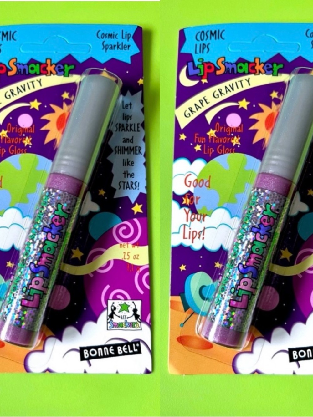 HTF Vintage Bonne Bell Lip Smacker GRAPE GRAVITY Cosmic Lips Sparkler Gloss Balm